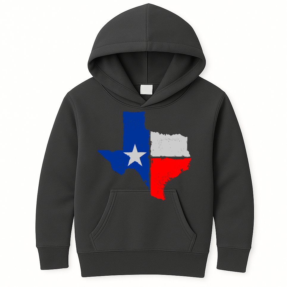 Distressed Texas State Map Flag Kids Hoodie