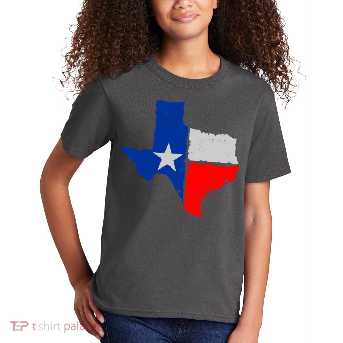 Distressed Texas State Map Flag Kids T-Shirt