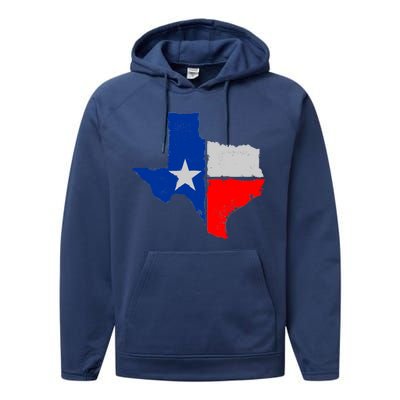 Distressed Texas State Map Flag Performance Fleece Hoodie