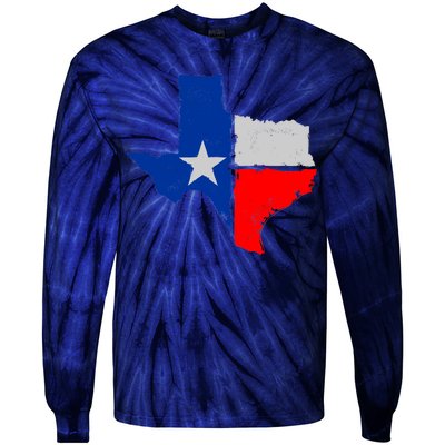 Distressed Texas State Map Flag Tie-Dye Long Sleeve Shirt