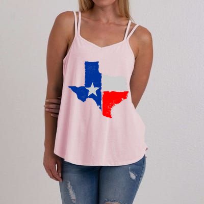 Distressed Texas State Map Flag Women's Strappy Tank