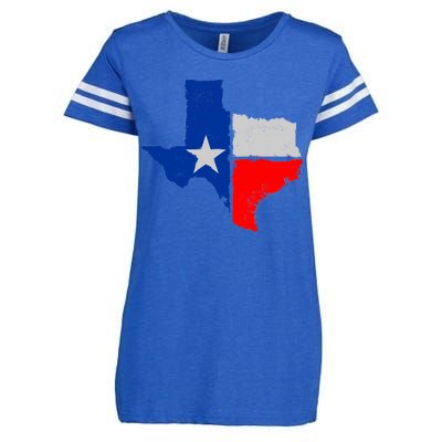 Distressed Texas State Map Flag Enza Ladies Jersey Football T-Shirt