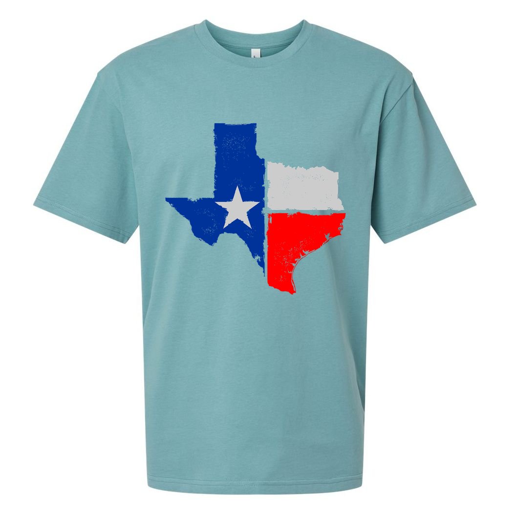Distressed Texas State Map Flag Sueded Cloud Jersey T-Shirt
