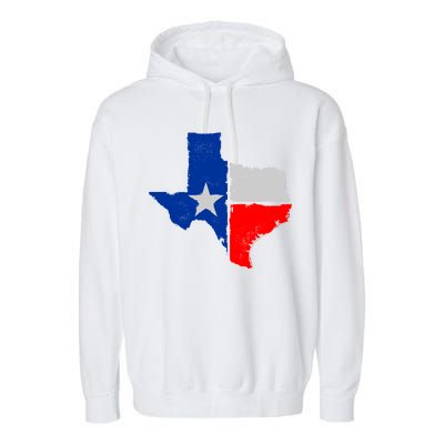 Distressed Texas State Map Flag Garment-Dyed Fleece Hoodie