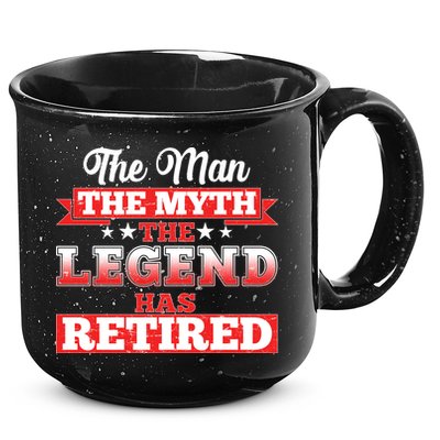 Distressed The Man The Myth The Legend Has Retired  15oz Campfire Ceramic Mug