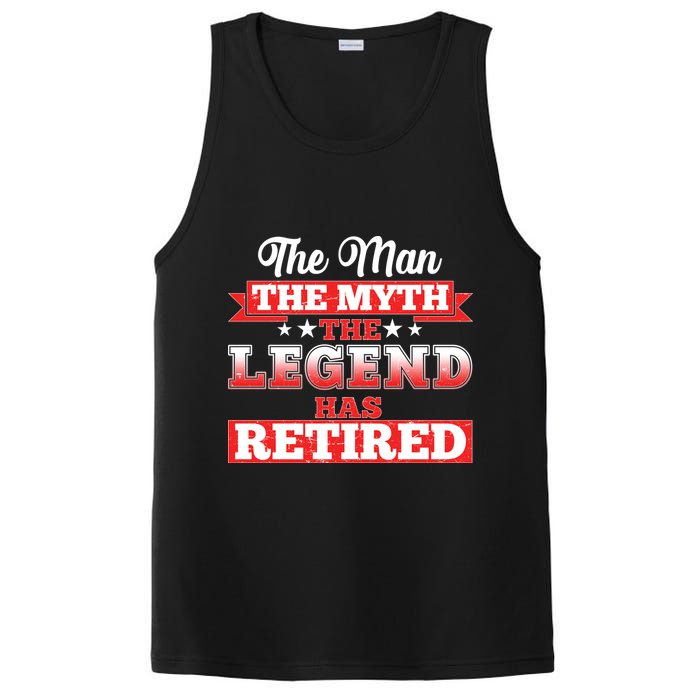 Distressed The Man The Myth The Legend Has Retired  PosiCharge Competitor Tank