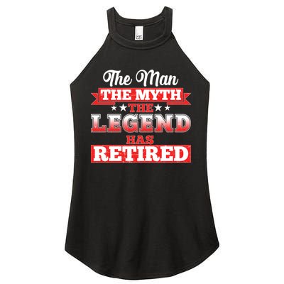 Distressed The Man The Myth The Legend Has Retired  Women's Perfect Tri Rocker Tank