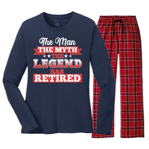 Distressed The Man The Myth The Legend Has Retired  Women's Long Sleeve Flannel Pajama Set 