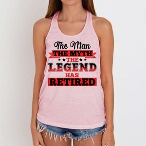 Distressed The Man The Myth The Legend Has Retired  Women's Knotted Racerback Tank