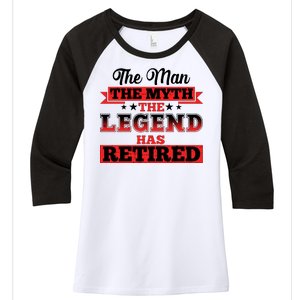 Distressed The Man The Myth The Legend Has Retired  Women's Tri-Blend 3/4-Sleeve Raglan Shirt