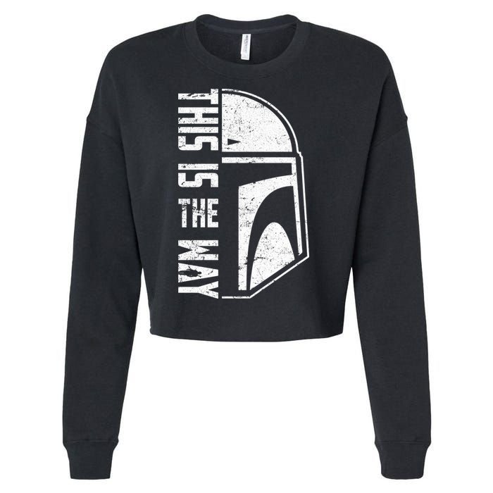 Distressed This Is The Way Helmet Cropped Pullover Crew