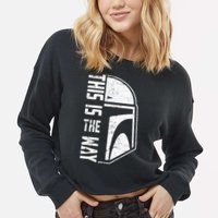 Distressed This Is The Way Helmet Cropped Pullover Crew