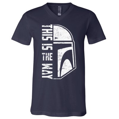 Distressed This Is The Way Helmet V-Neck T-Shirt