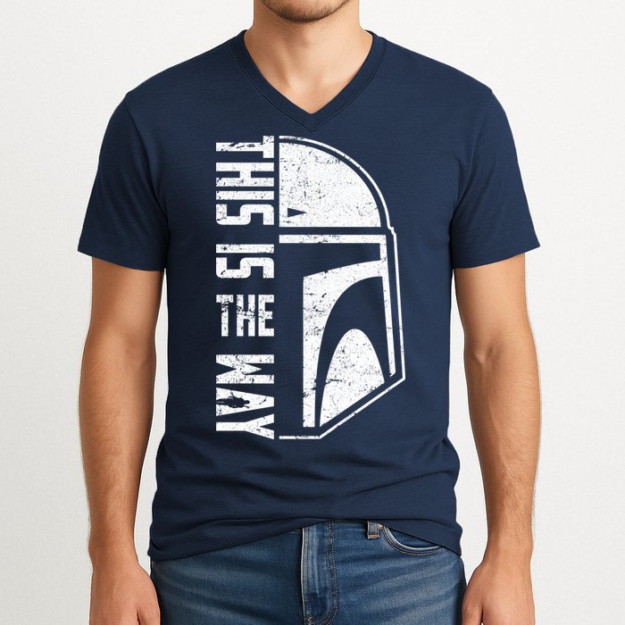 Distressed This Is The Way Helmet V-Neck T-Shirt