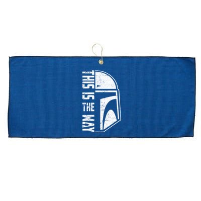 Distressed This Is The Way Helmet Large Microfiber Waffle Golf Towel