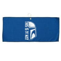 Distressed This Is The Way Helmet Large Microfiber Waffle Golf Towel