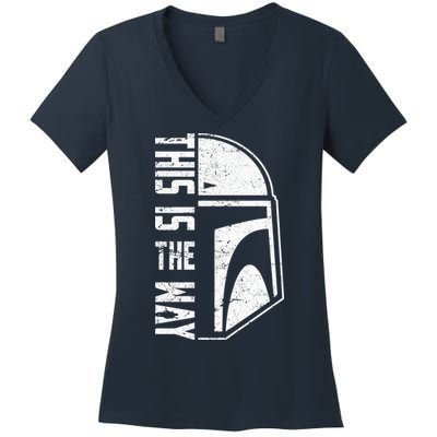 Distressed This Is The Way Helmet Women's V-Neck T-Shirt
