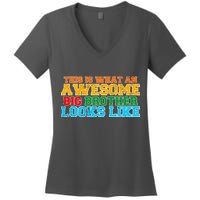 Distressed This is What an Awesome Big Brother Looks Like Women's V-Neck T-Shirt