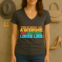 Distressed This is What an Awesome Big Brother Looks Like Women's V-Neck T-Shirt