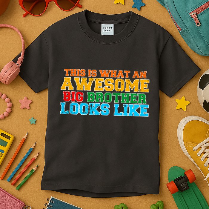 Distressed This is What an Awesome Big Brother Looks Like Kids T-Shirt