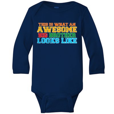 Distressed This is What an Awesome Big Brother Looks Like Baby Long Sleeve Bodysuit