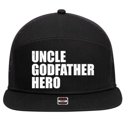 Distressed Uncle Godfather Hero 7 Panel Mesh Trucker Snapback Hat