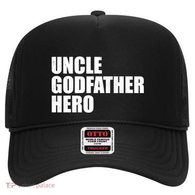 Distressed Uncle Godfather Hero High Crown Mesh Back Trucker Hat