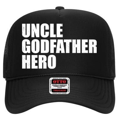 Distressed Uncle Godfather Hero High Crown Mesh Back Trucker Hat