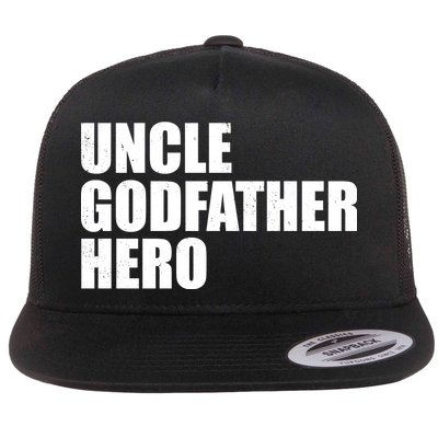 Distressed Uncle Godfather Hero Flat Bill Trucker Hat