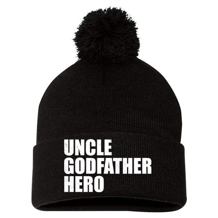 Distressed Uncle Godfather Hero Pom Pom 12in Knit Beanie