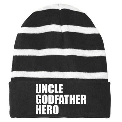 Distressed Uncle Godfather Hero Striped Beanie with Solid Band