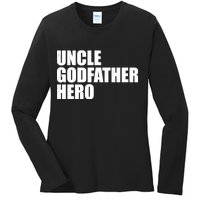 Distressed Uncle Godfather Hero Ladies Long Sleeve Shirt