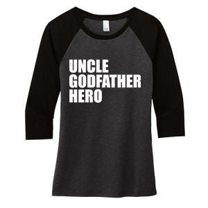 Distressed Uncle Godfather Hero Women's Tri-Blend 3/4-Sleeve Raglan Shirt