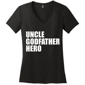 Distressed Uncle Godfather Hero Women's V-Neck T-Shirt