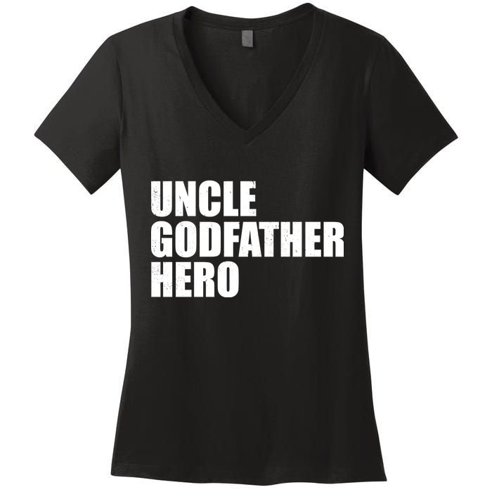 Distressed Uncle Godfather Hero Women's V-Neck T-Shirt