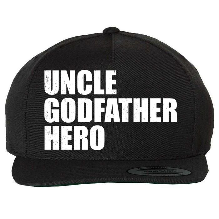 Distressed Uncle Godfather Hero Wool Snapback Cap