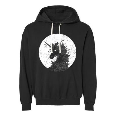 Distressed Unicorn Emblem Garment-Dyed Fleece Hoodie