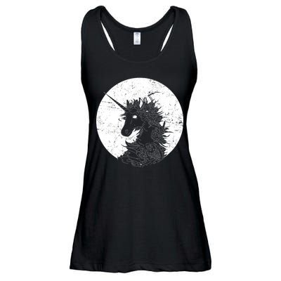 Distressed Unicorn Emblem Ladies Essential Flowy Tank