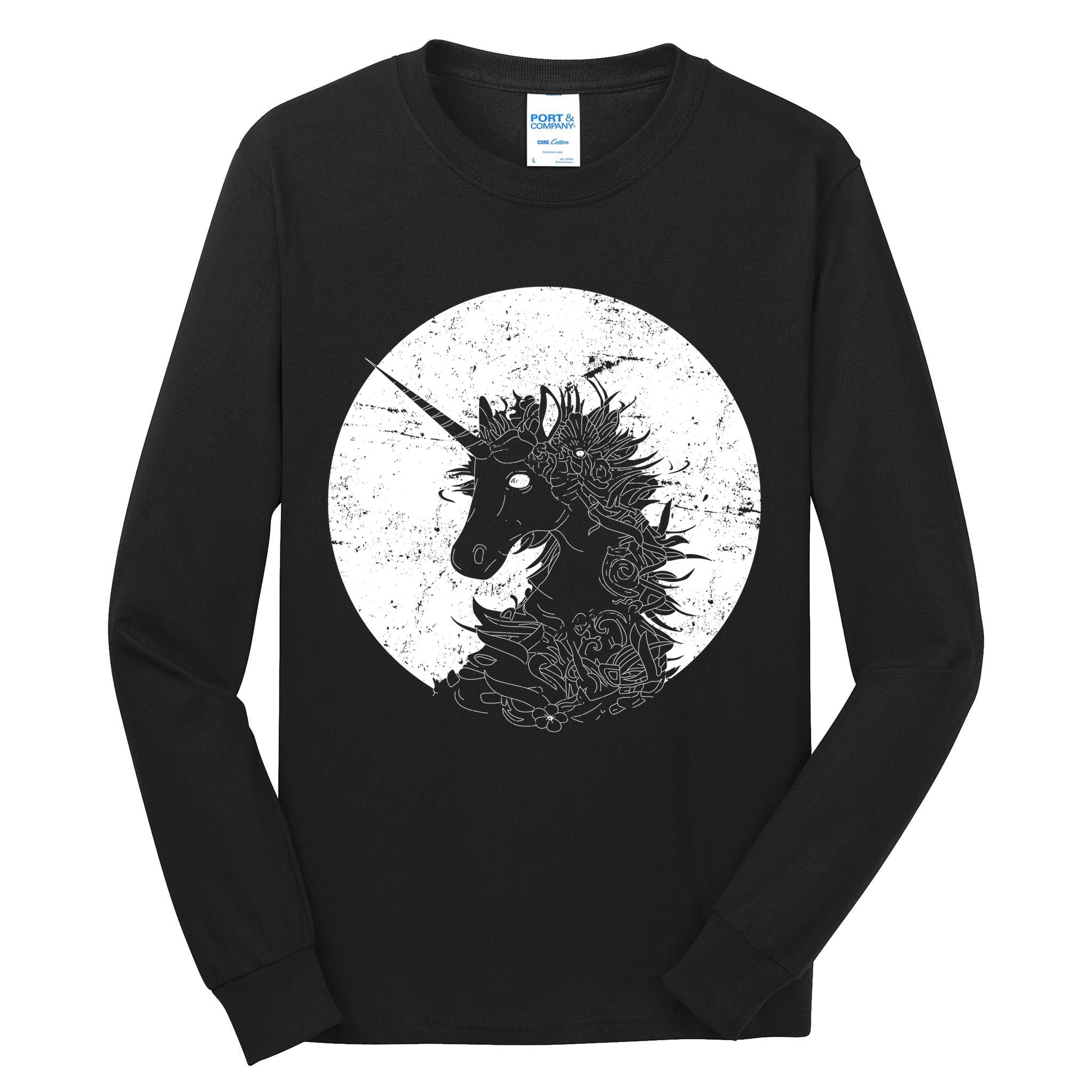 Distressed Unicorn Emblem Tall Long Sleeve T-Shirt