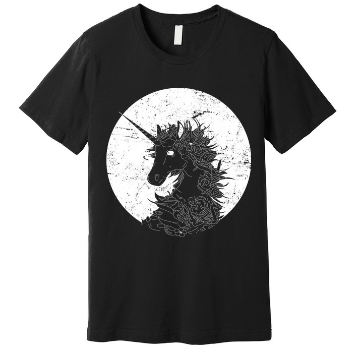 Distressed Unicorn Emblem Premium T-Shirt