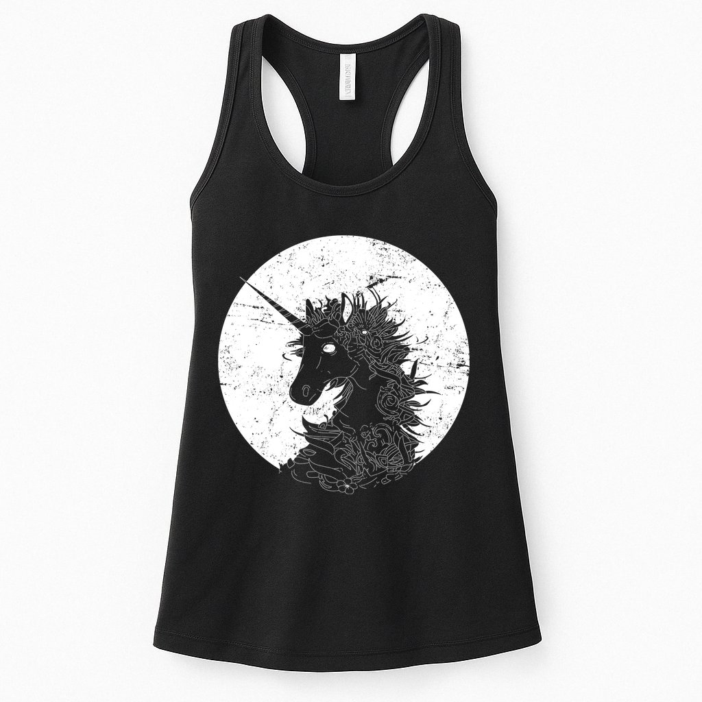 Distressed Unicorn Emblem Womens Tank Top