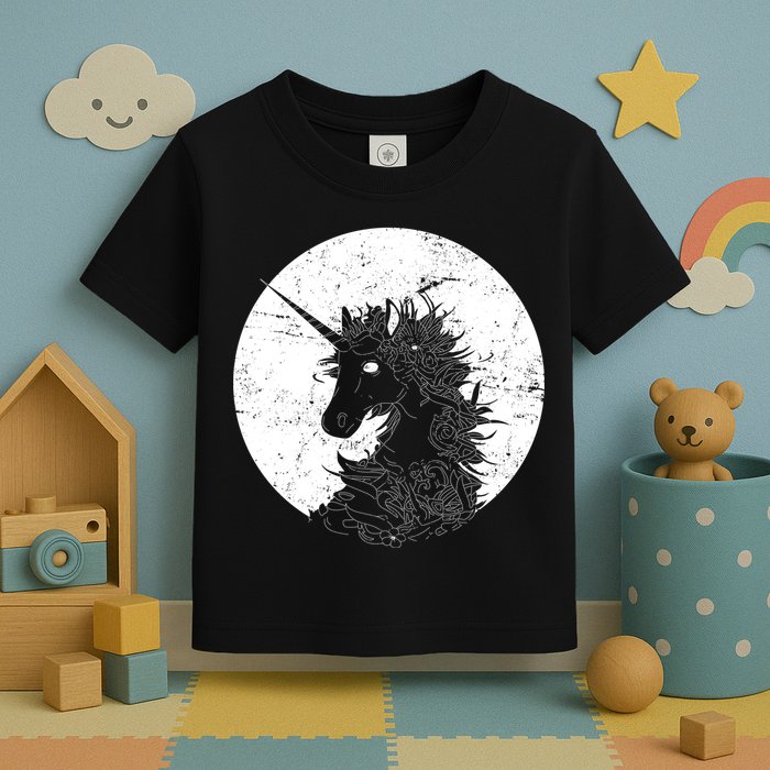 Distressed Unicorn Emblem Toddler T-Shirt