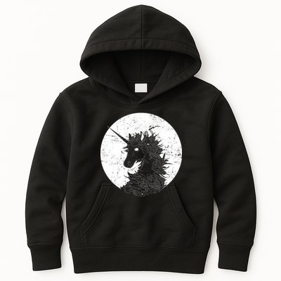 Distressed Unicorn Emblem Kids Hoodie