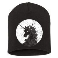 Distressed Unicorn Emblem Short Acrylic Beanie