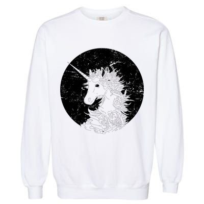 Distressed Unicorn Emblem Garment-Dyed Sweatshirt