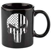 Distressed USA American Skull 11oz C Handle Ceramic Mug