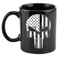 Distressed USA American Skull 11oz C Handle Ceramic Mug