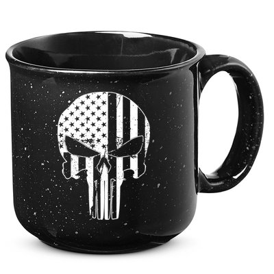 Distressed USA American Skull 15oz Campfire Ceramic Mug
