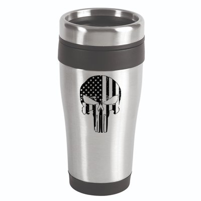 Distressed USA American Skull 16oz Travel Tumbler