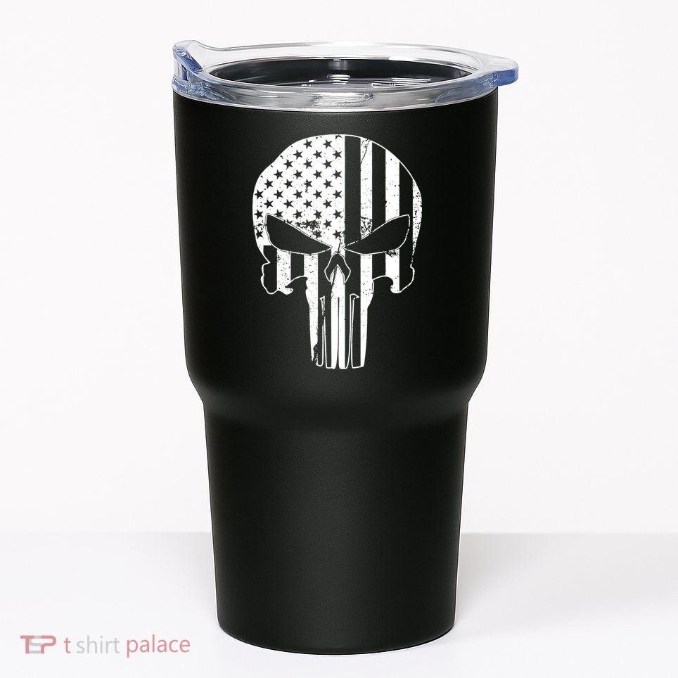 Distressed USA American Skull Tumbler